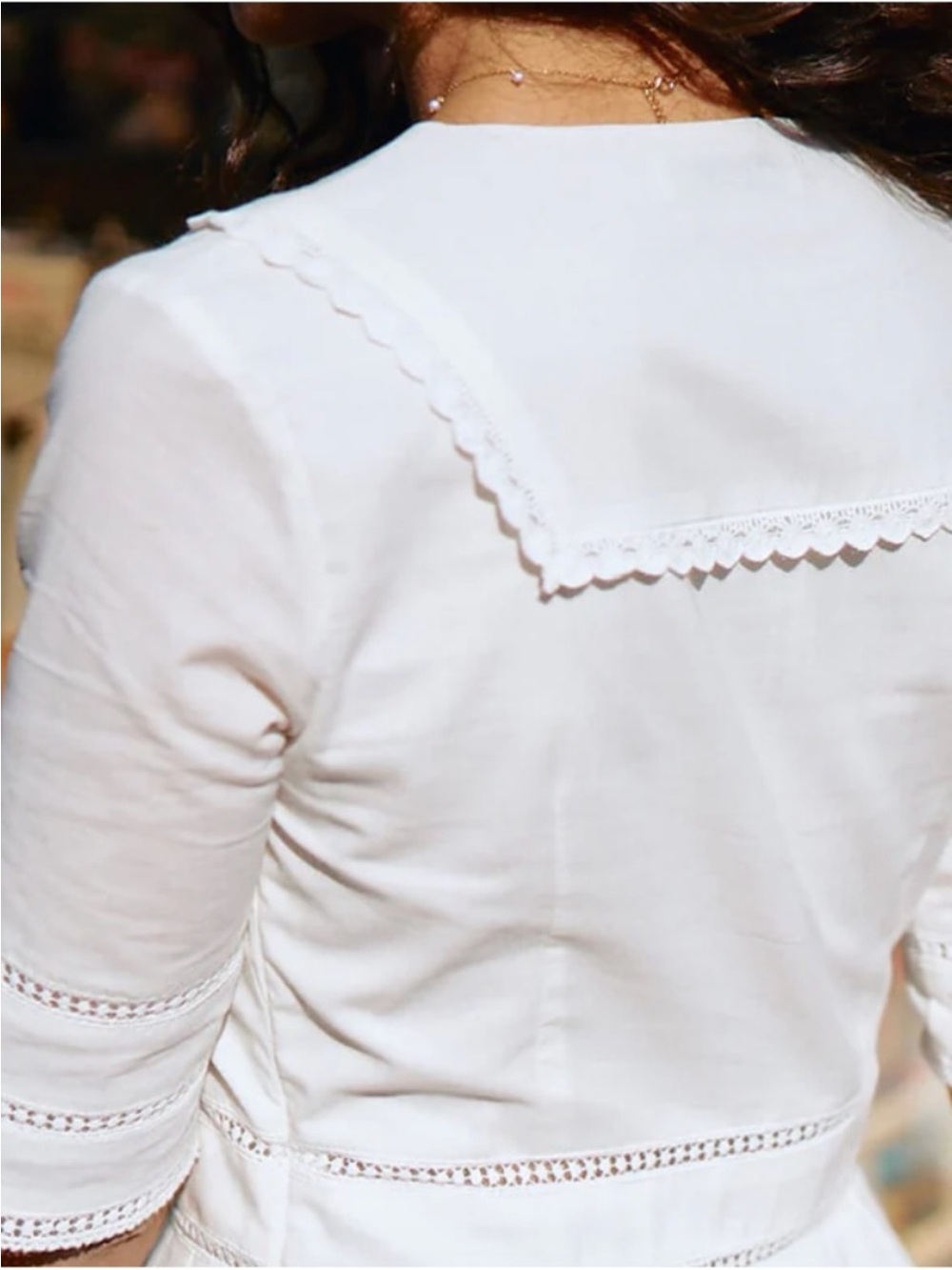 Simple Retro White Fiona Dress bridal embroidery vintage feminine cottagecore - Picture 3 of 10
